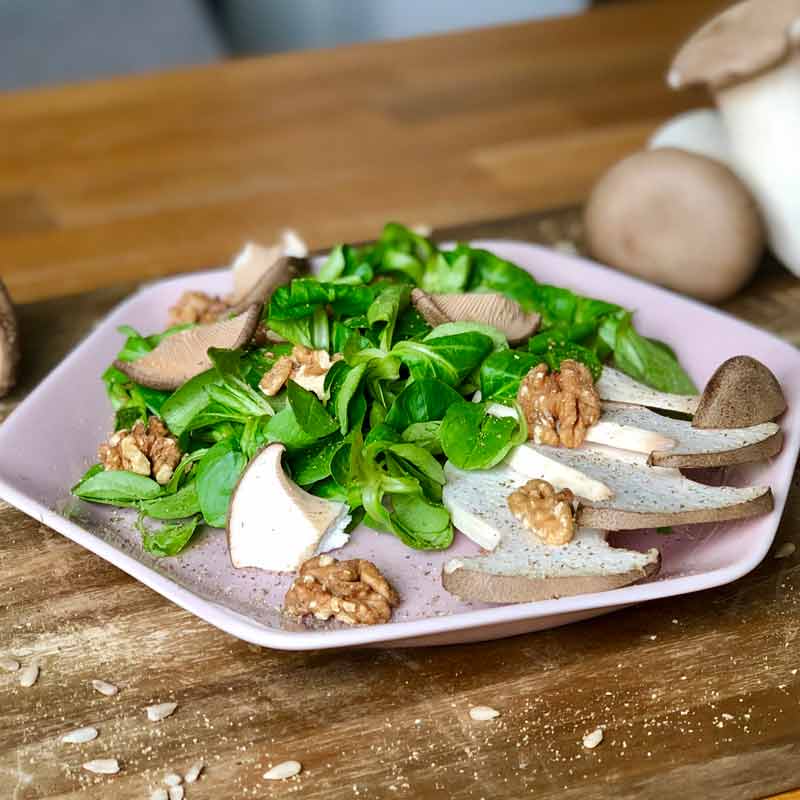 Frischer Walnuss-Pilz Salat - Salatrezept