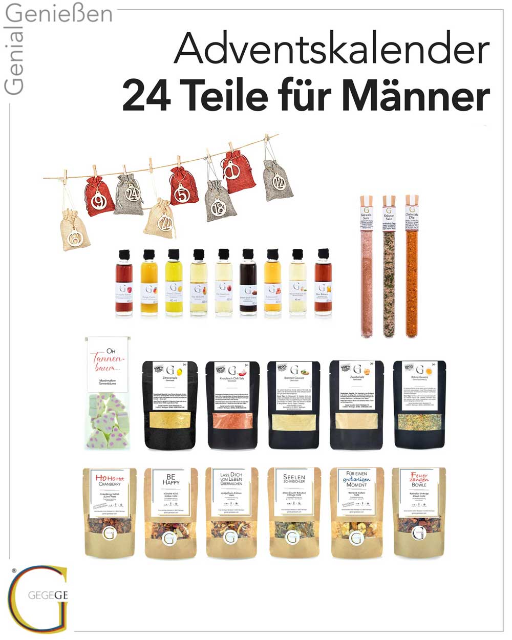 Adventskalender für Männer 24 Kleinigkeiten inkl. Säckchen